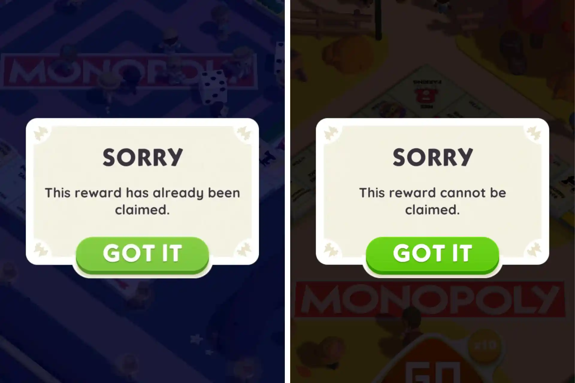 Monopoly Go Claimed Reward